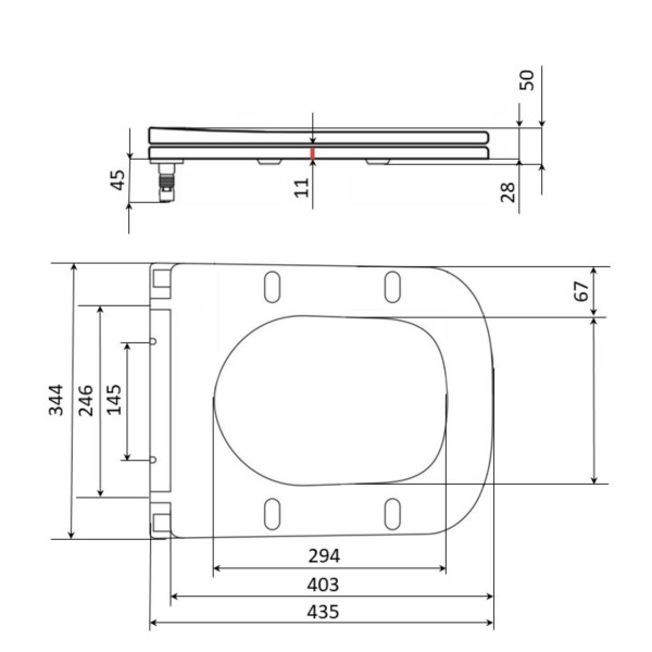 Qtap Сиденье для унитаза (Tern 490) 435x344x50 мм, Matt Black, с микролифтом, Slim Duroplast, Quick Release QTSC179MB473543