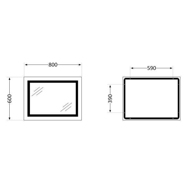 Зеркало Lidz Kubis 800х600 с LED-подсветкой Touch, с антизапотеванием, с диммером, рег. яркости LD78LF90474003