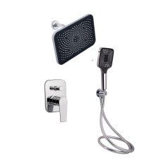 Комплект для душа Qtap Stenava Chrome: Смеситель QTST6245102DC + Лейки (QTRUC125CRM45954,QTHLA107CRM45784) + Шланг QTHADPVC200C + QTCRMBH1301