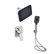 Комплект для душа Qtap Namesti Chrome: Смеситель QTNAM6225102NC + Лейки (QTRUC125CRM45954,QTHLA107CRM45784) + Шланг QTHADPVC200C + QTCRMBH1301