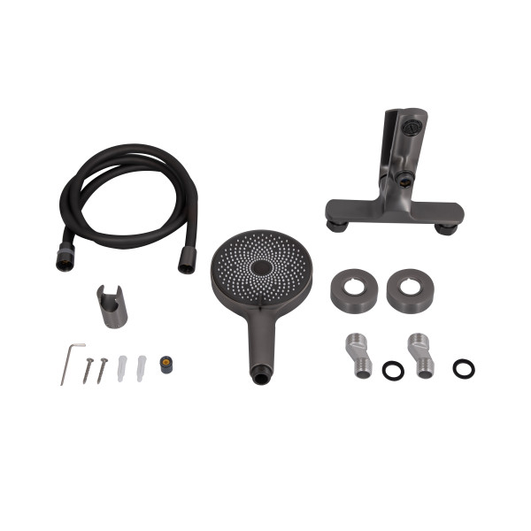 Смеситель для ванны Qtap Slavonice (c душевым гарнитуром) QTSLV259GMB48035 Gunmetal Black PVD8