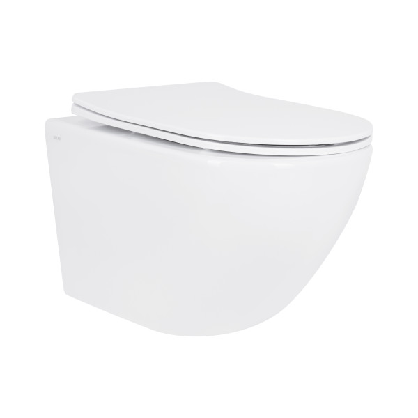 Унітаз підвісний Jay Rimless 485×360×320 мм, White, з сидінням Slim Duroplast/ Soft-close/ Quick Relase QT07335177RW Qtap1