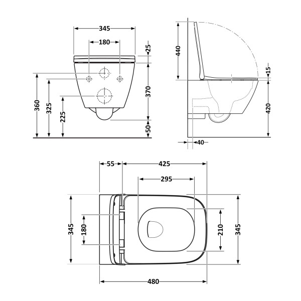 Унитаз подвесной Tern Ultra Quiet 490×365×325 мм, Beige, с сиденьем Slim Duroplast / Soft-close / Quick Release QT17332303ASSB Qtap3