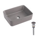 Раковина накладная Qtap Tern 480x370x135 мм, Stone grey, прямоугольная, с донным клапаном QT17116069SG1
