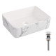 Раковина накладная Qtap Tern 480x370x135 мм, Marble, прямоугольная, с донным клапаном QT17116069MR1