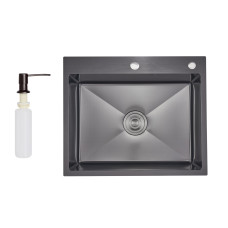 Lidz Handmade H6050HB Мойка для кухни интегрированная Decor Black PVD Honeycomb 2,5/0,5 мм LDH6050BDECPVD483711
