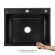 Lidz Handmade H6050HB Мойка для кухни интегрированная Decor Black PVD Honeycomb 2,5/0,5 мм LDH6050BDECPVD483713