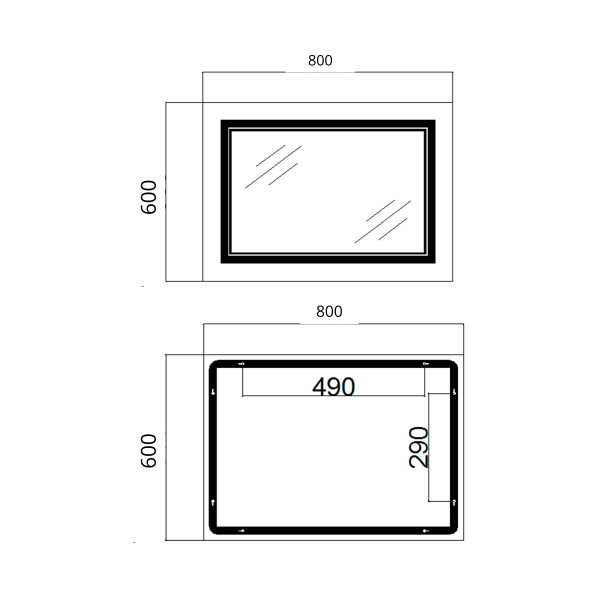 Зеркало Qtap Cardinal (CA1) 800х600 с LED-подсветкой Touch, с антизапотеванием, с диммером, рег. темп. цвета (3000-6500K) Reverse QT0478C80603