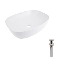 Комплект Qtap Cardinal: Раковина накладная 600x380x140 мм, White, овальная + Донный клапан Pop-up PU021