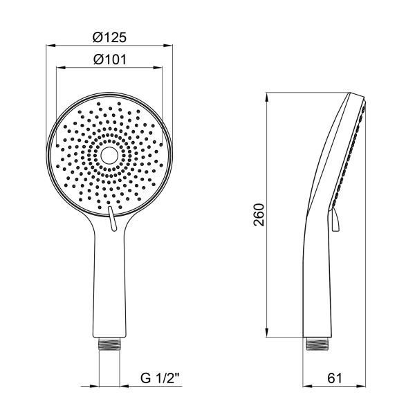 Лейка для ручного душа Lidz Niagara 32 120 мм округлая LDNIA32GRP48536 Graphite3