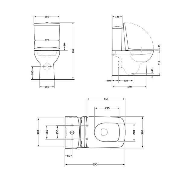 Унитаз-компакт Qtap Crow Eco безободковый с сиденьем Soft-close QTCRO27W487503