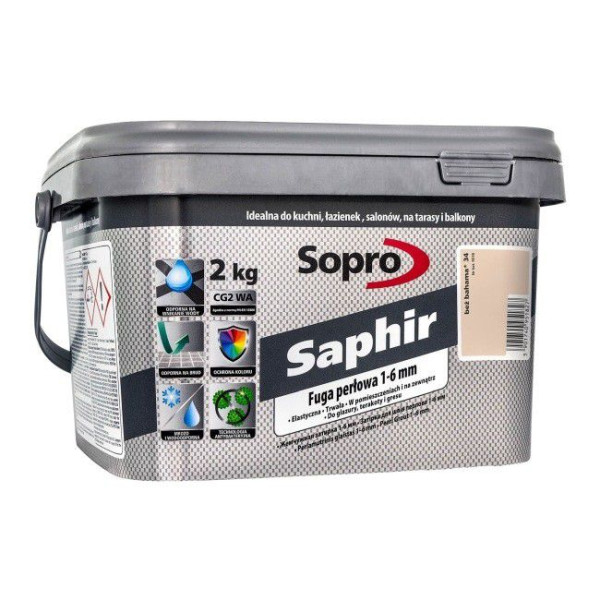 Затирка для швів Sopro Saphir 9518 бежева багама №34 (2 кг)1