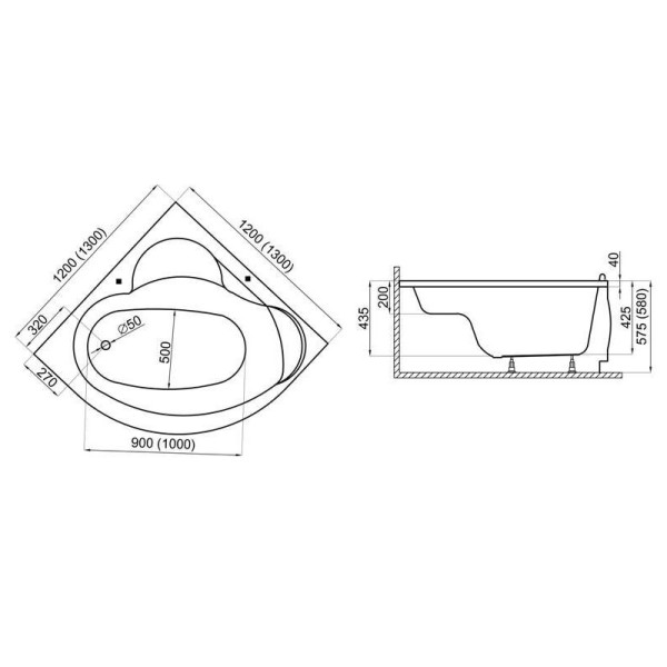Кутова ванна STANDARD 1, 120 x 120 см6