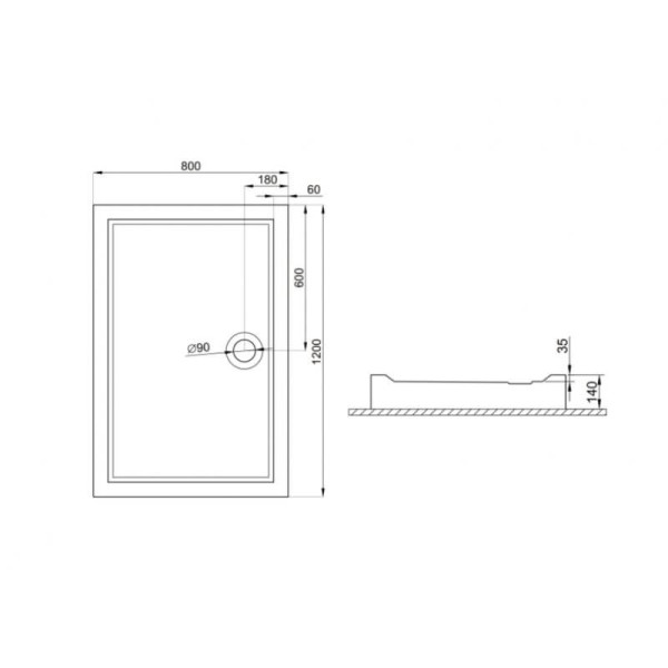 Душовий піддон GOLIAT білий, 120 x 80 х 14/3 см5