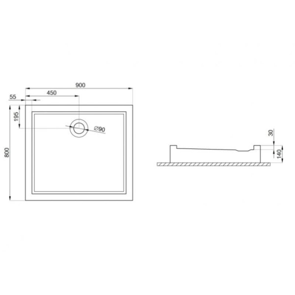 Душовий піддон GOLIAT білий, 90 x 80 х 14/3 см5