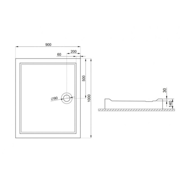 Душовий піддон GOLIAT білий, 100 x 90 х 14/3 см5