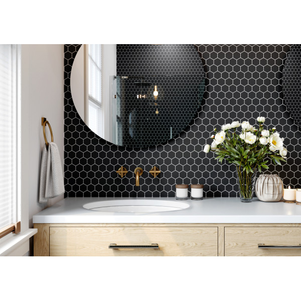 Мозаика H 6021 Hexagon Black MATT 295x295x9 Котто Керамика5