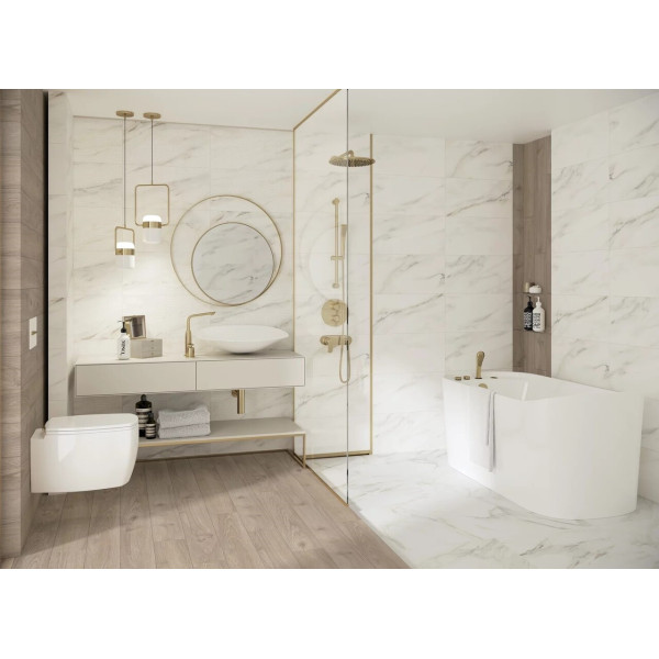 Плитка керамогранітна Daybreak Bianco RECT 598x1198x8 Paradyz3